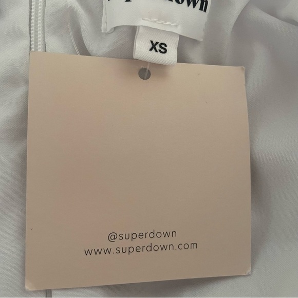 New! Superdown x Revolve Flynn Ruched Sleeve mini Dress white nwt 30150 - Picture 9 of 11